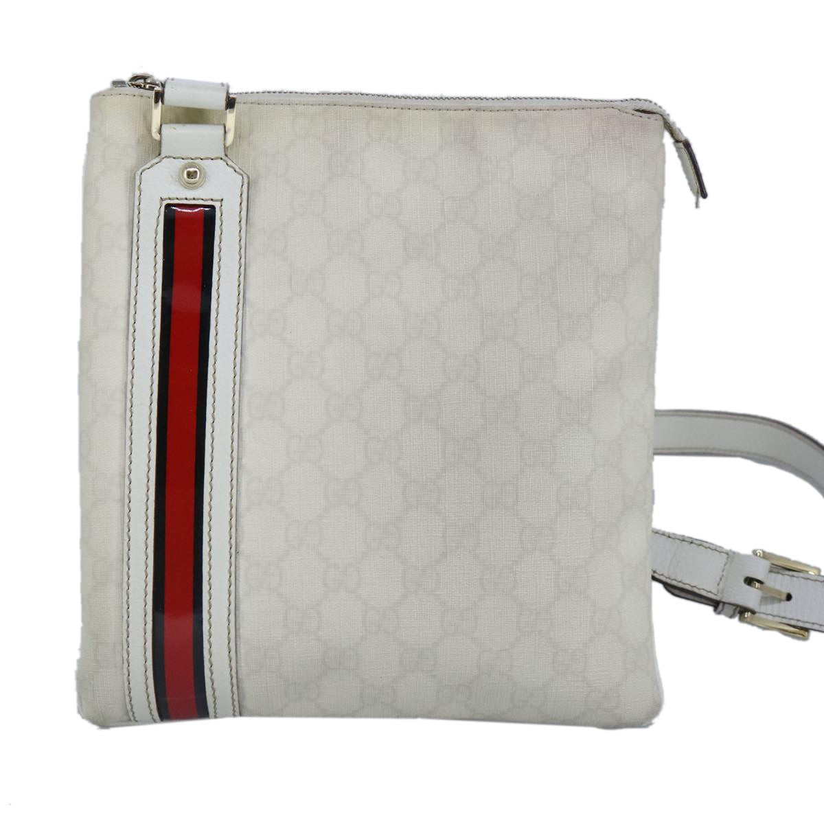 Gucci Sherry Line Shoulder Bag Canvas White Pvc Shoulder Bag Bag (Pre-Loved)