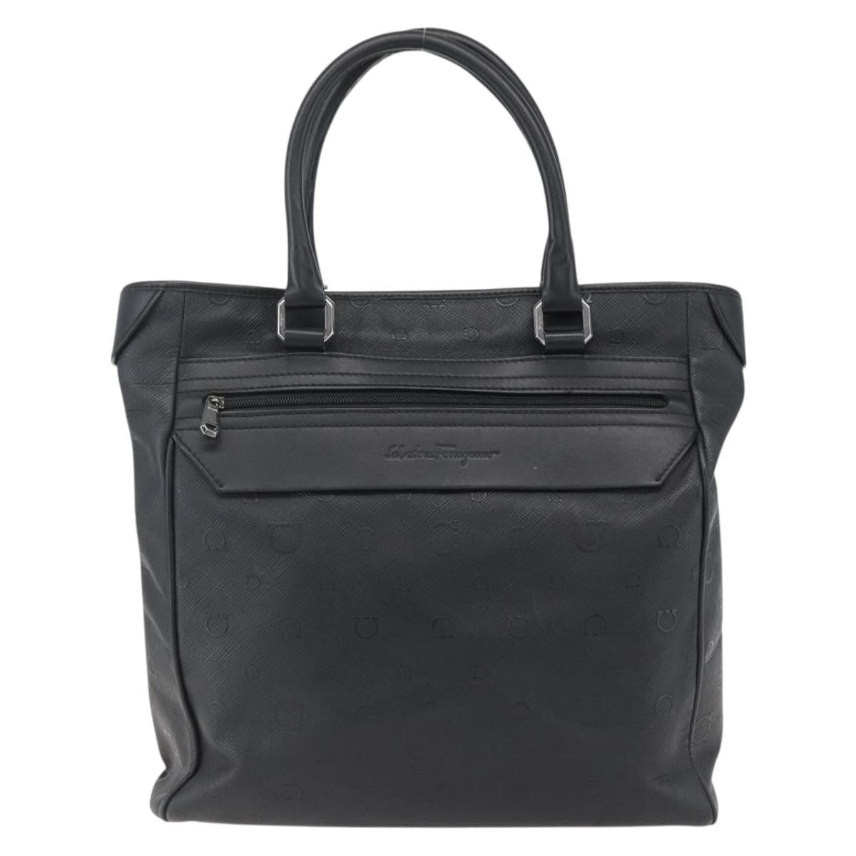 Salvatore Ferragamo Vintage Tote Bag Leather Black Leather Tote Bag Bag (Pre-Loved)