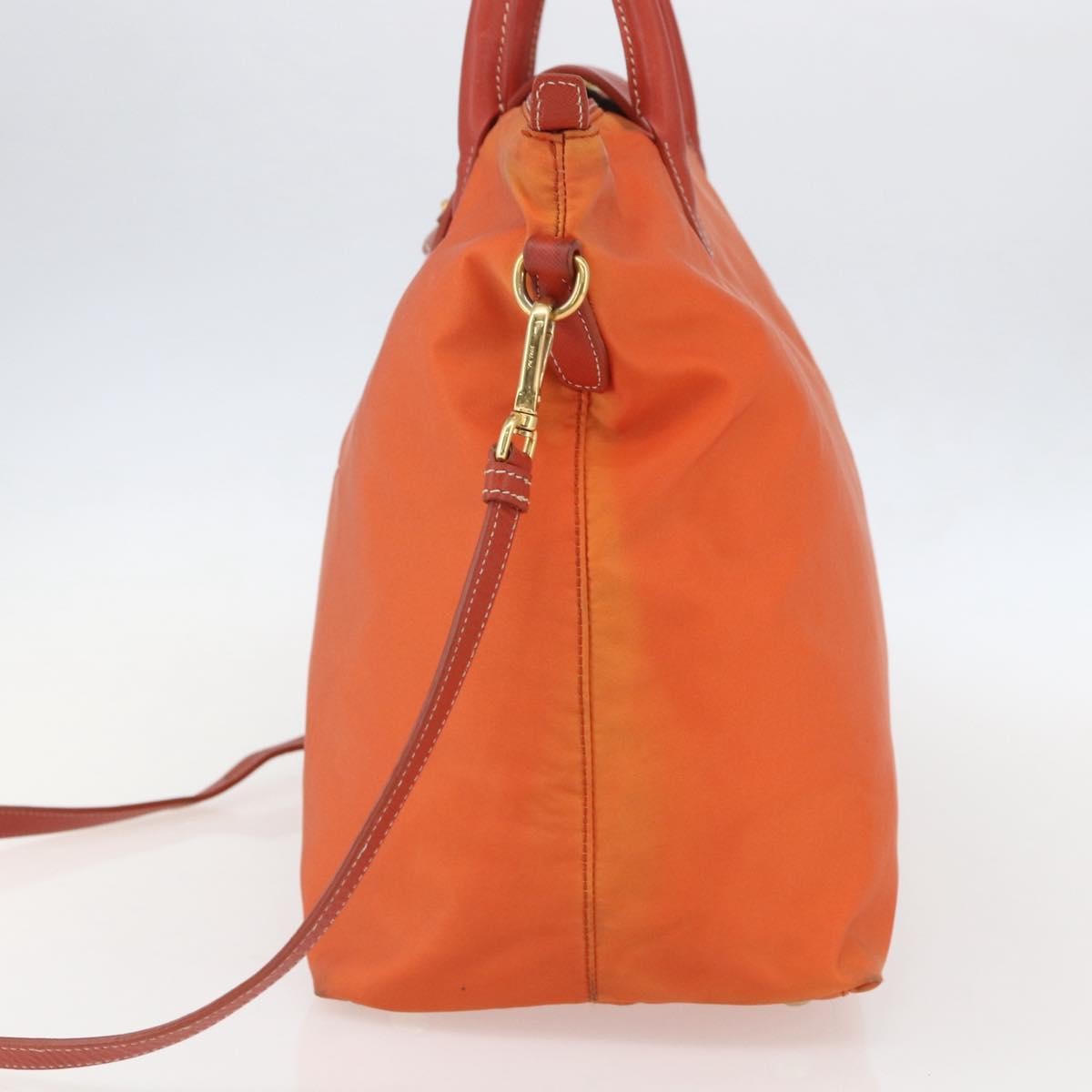 Prada Convertible Flap Tote Tessuto And Saffiano Leather Orange Nylon Tote Bag Bag (Authentic Pre-Loved)