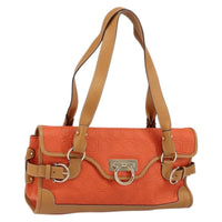 Salvatore Ferragamo Gancini Shoulder Bag Canvas Orange Pvc Shoulder Bag Bag (Authentic Pre-Loved)