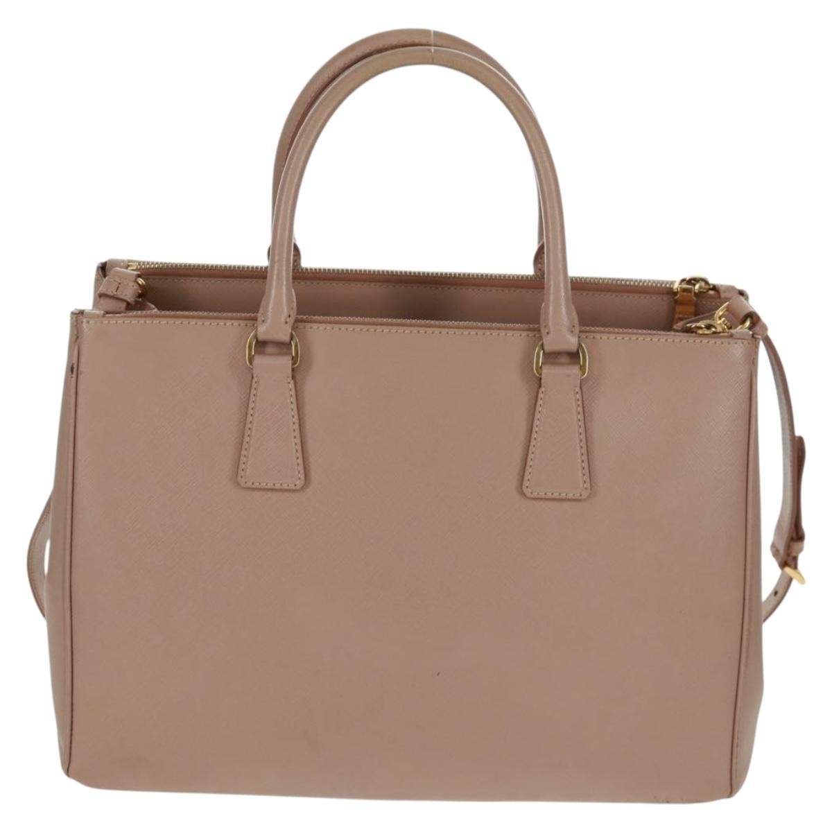 Prada Double Zip Lux Tote Saffiano Leather Pink Leather Tote Bag Bag (Authentic Pre-Loved)
