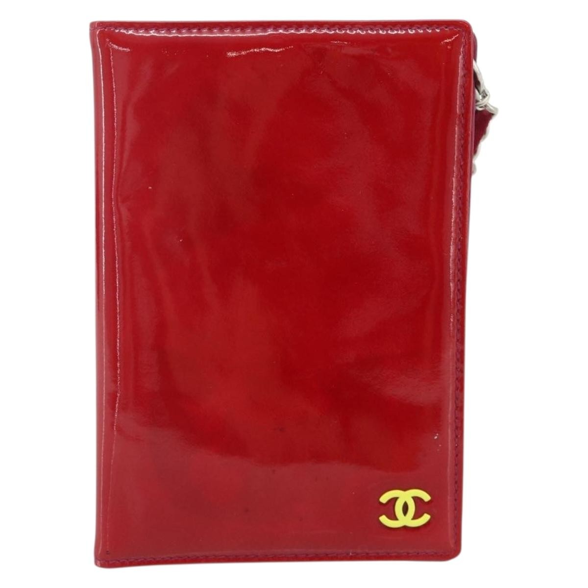 Chanel Chanel Vintage Cc Bifold Card Holder Patent Leather Red Patent_Leather Card Holders Accessory (Pre-Loved)