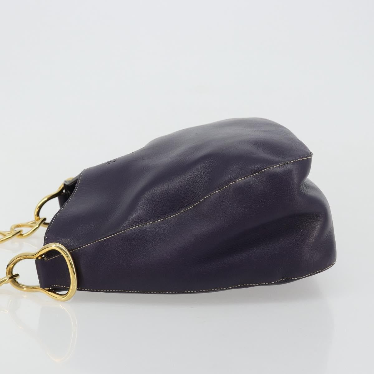 Prada Chain Shoulder Bag Leather Purple Leather Handbag (Authentic Pre-Loved)