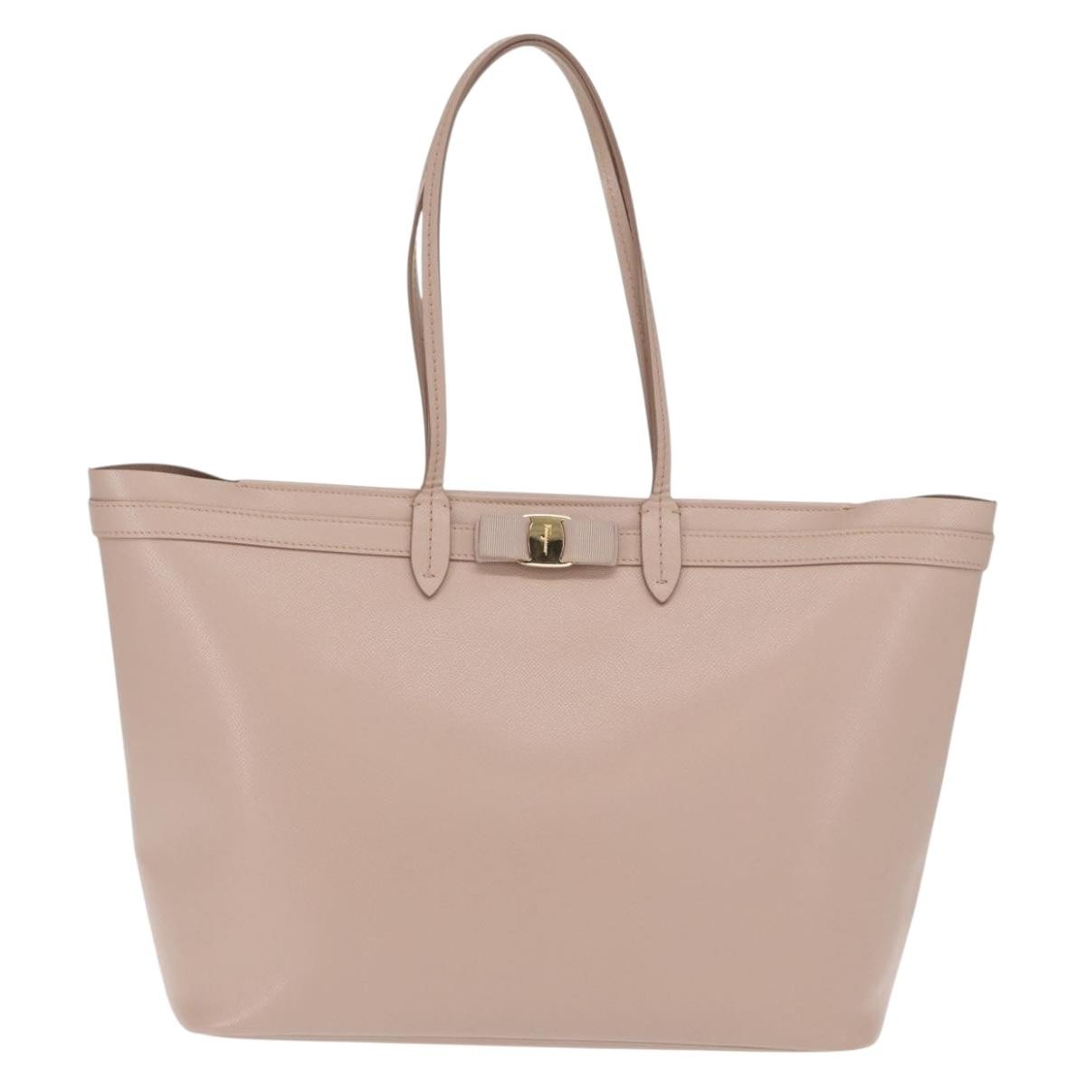 Salvatore Ferragamo Vala Tote Leather Pink Leather Tote Bag Bag (Authentic Pre-Loved)