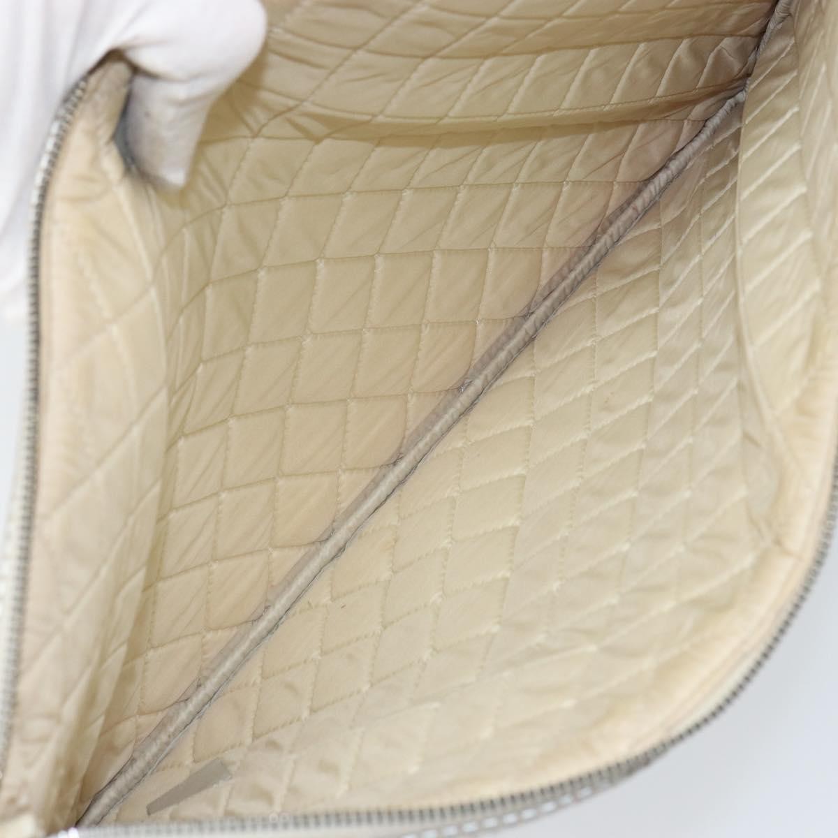 Chanel O Case Clutch Quilted Perforated Lambskin Silver Leather Clutche & Pouche Bag (Pre-Loved)