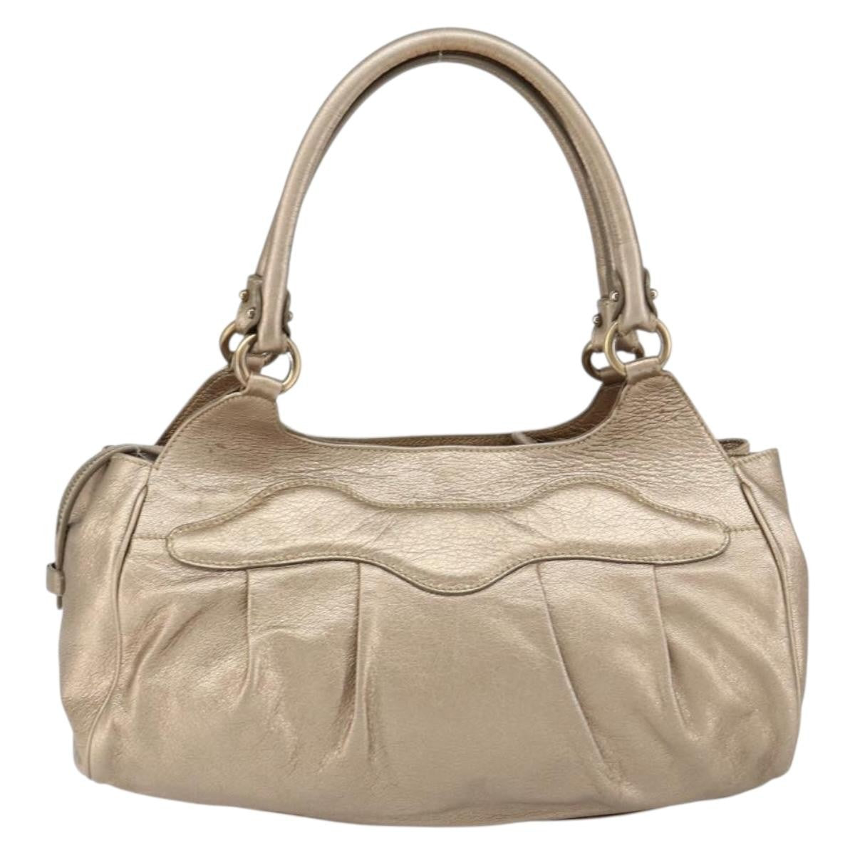 Salvatore Ferragamo Gancini Tote Leather Gold Leather Tote Bag Bag (Pre-Loved)