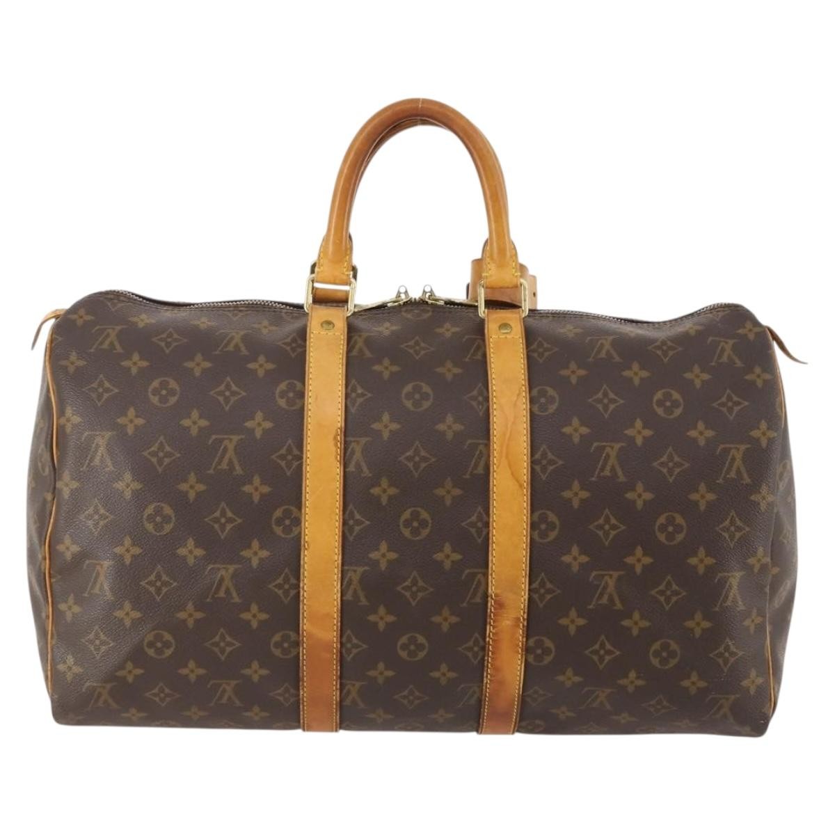 Louis Vuitton Keepall Bag Monogram Canvas Brown Canvas Travel Bag Bag (Authentic Pre-Loved)