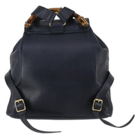 Gucci Vintage Bamboo Backpack Leather Navy Leather Backpack Bag (Pre-Loved)