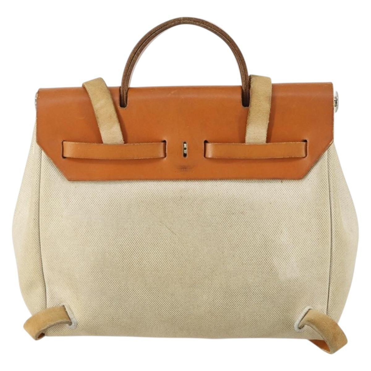 Hermes Herbag A Dos Backpack Toile Beige Canvas Backpack Bag (Authentic Pre-Loved)