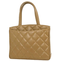 Chanel Vintage Cc Lock Pocket Tote Quilted Caviar Beige Leather Tote Bag Bag (Authentic Pre-Loved)