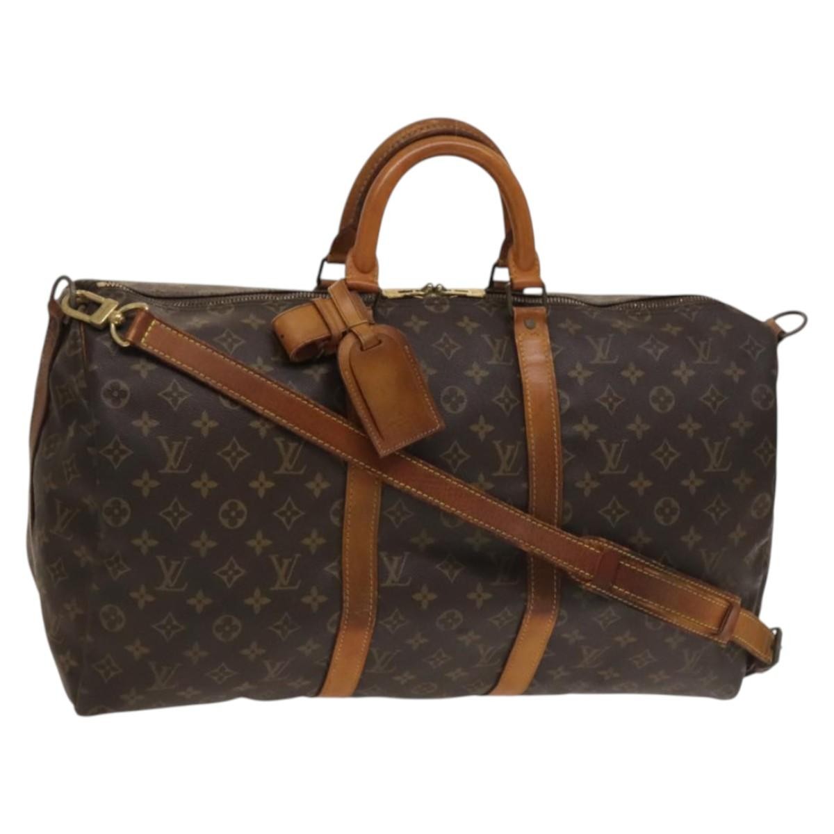 Louis Vuitton Keepall Bandouliere Bag Monogram Canvas Brown Canvas Travel Bag Bag (Pre-Loved)