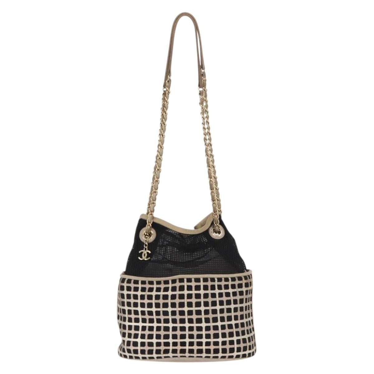 Chanel Chain Bucket Bag Mesh And Leather Black Leather Shoulder Bag Bag (Pre-Loved)