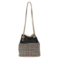 Chanel Chain Bucket Bag Mesh And Leather Black Leather Shoulder Bag Bag (Pre-Loved)