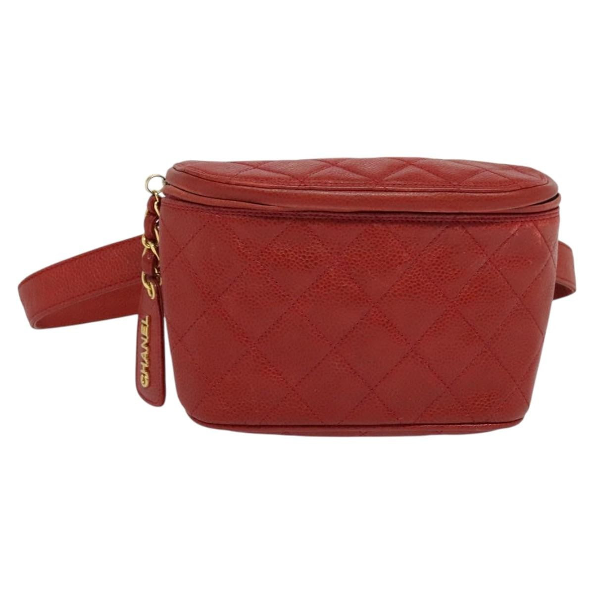 Chanel Vintage Zip Belt Bag Quilted Caviar Red Leather Shoulder Bag Bag (Pre-Loved)