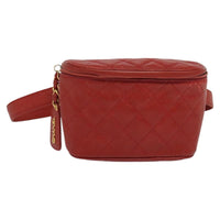 Chanel Vintage Zip Belt Bag Quilted Caviar Red Leather Shoulder Bag Bag (Pre-Loved)