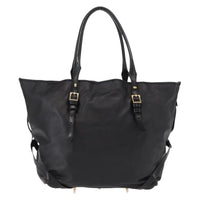 Burberry Vintage Tote Leather Black Leather Tote Bag Bag (Authentic Pre-Loved)