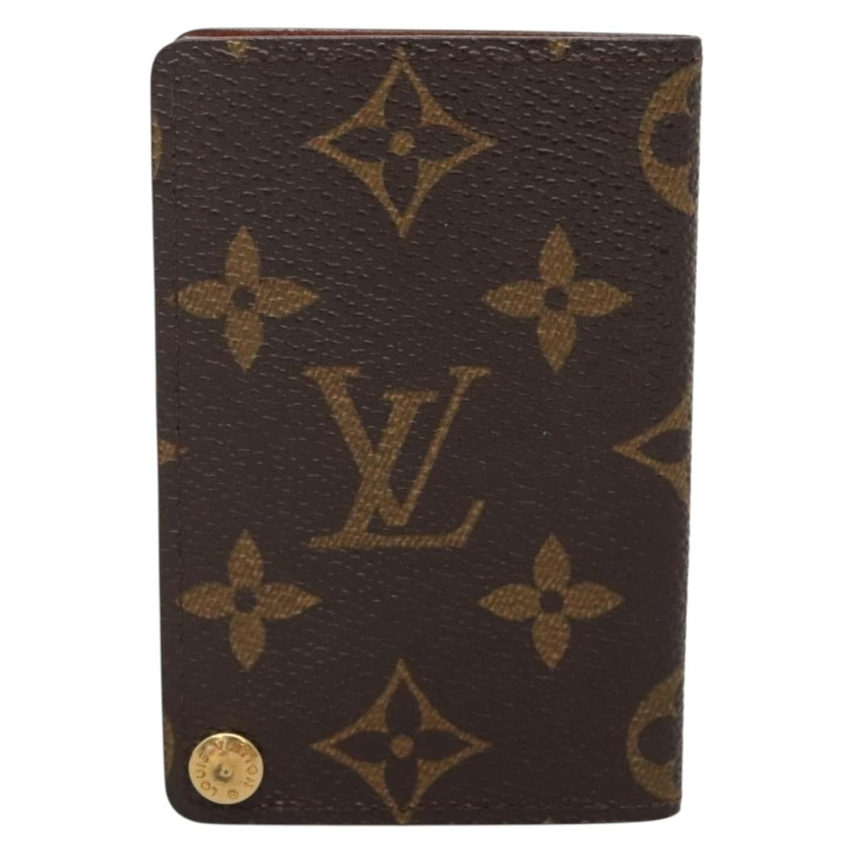 Louis Vuitton Porte Cartes Pression Card Case Monogram Canvas Brown Canvas Card Holders Accessory (Authentic Pre-Loved)