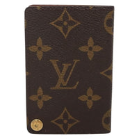 Louis Vuitton Porte Cartes Pression Card Case Monogram Canvas Brown Canvas Card Holders Accessory (Authentic Pre-Loved)