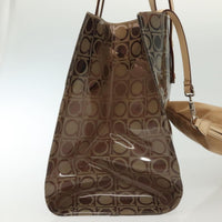 Salvatore Ferragamo Gancini Tote Vinyl Brown Plastic Tote Bag Bag (Authentic Pre-Loved)