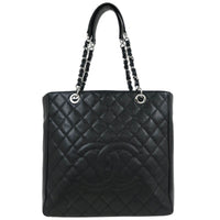 Chanel Petite Shopping Tote Quilted Caviar Black Leather Tote Bag Bag (Pre-Loved)