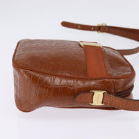 Salvatore Ferragamo Vala Shoulder Bag Leather Brown Leather Shoulder Bag Bag (Authentic Pre-Loved)