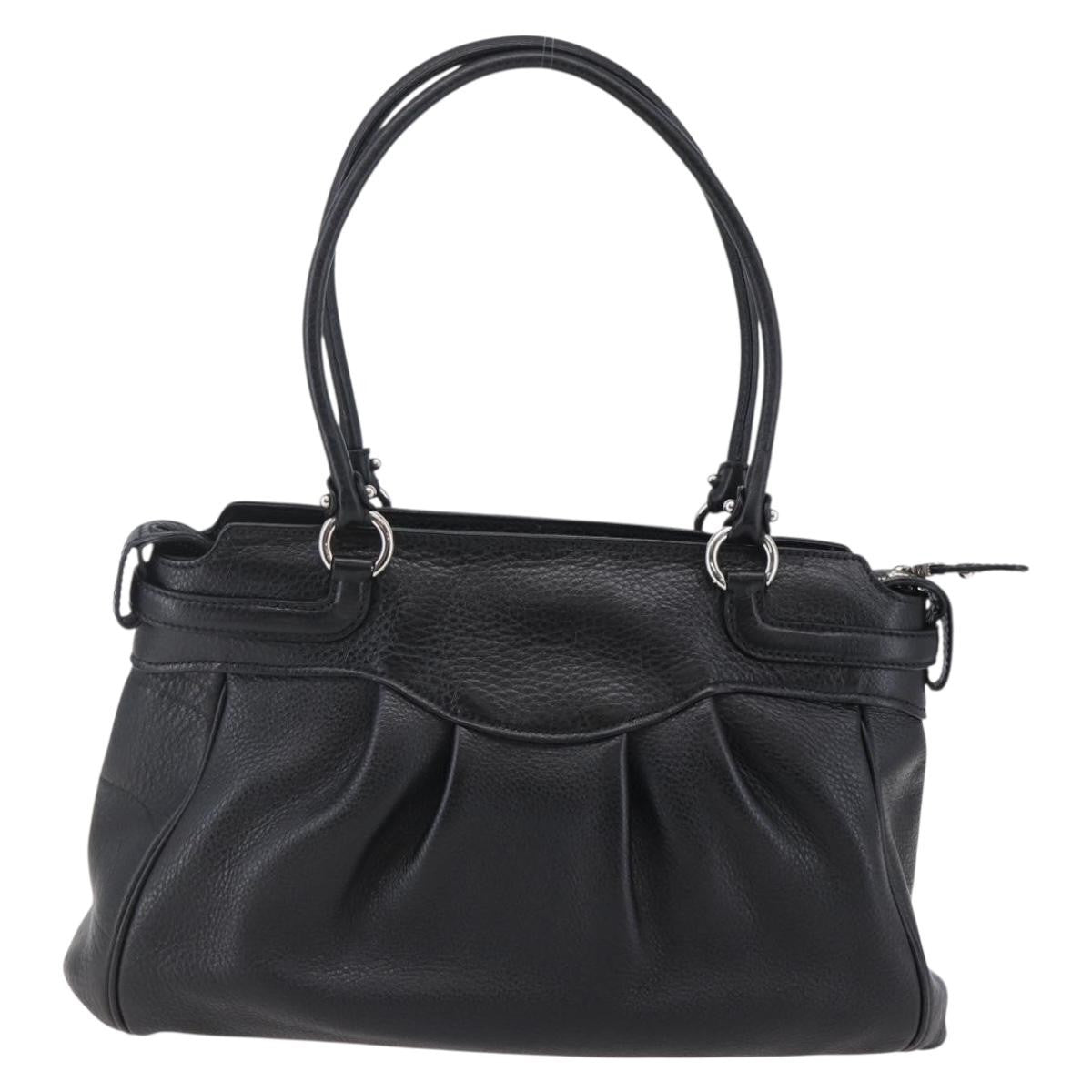 Salvatore Ferragamo Gancini Tote Leather Black Leather Tote Bag Bag (Pre-Loved)