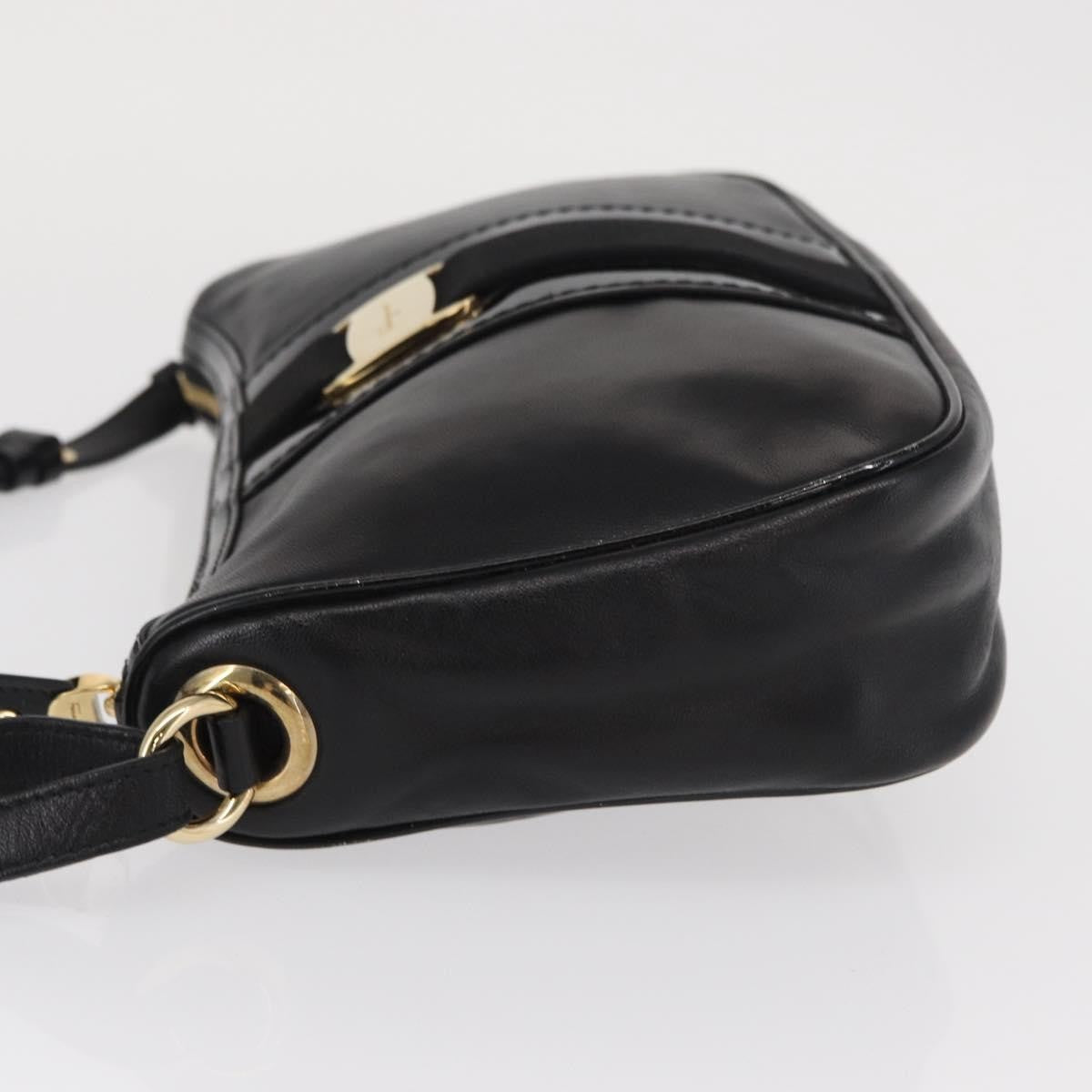 Salvatore Ferragamo Vala Shoulder Bag Leather Black Leather Shoulder Bag Bag (Authentic Pre-Loved)