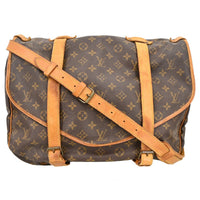 Louis Vuitton Saumur Handbag Monogram Canvas Brown Canvas Shoulder Bag Bag (Pre-Loved)