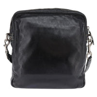 Gucci Front Zip Messenger Leather Black Leather Shoulder Bag Bag (Pre-Loved)