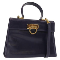 Salvatore Ferragamo Convertible Top Handle Bag Leather Purple Leather Tote Bag Bag (Authentic Pre-Loved)