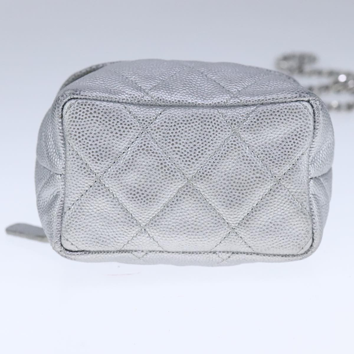 Chanel Classic Vanity Case With Chain Quilted Caviar Silver Leather Shoulder Bag Bag (Pre-Loved)