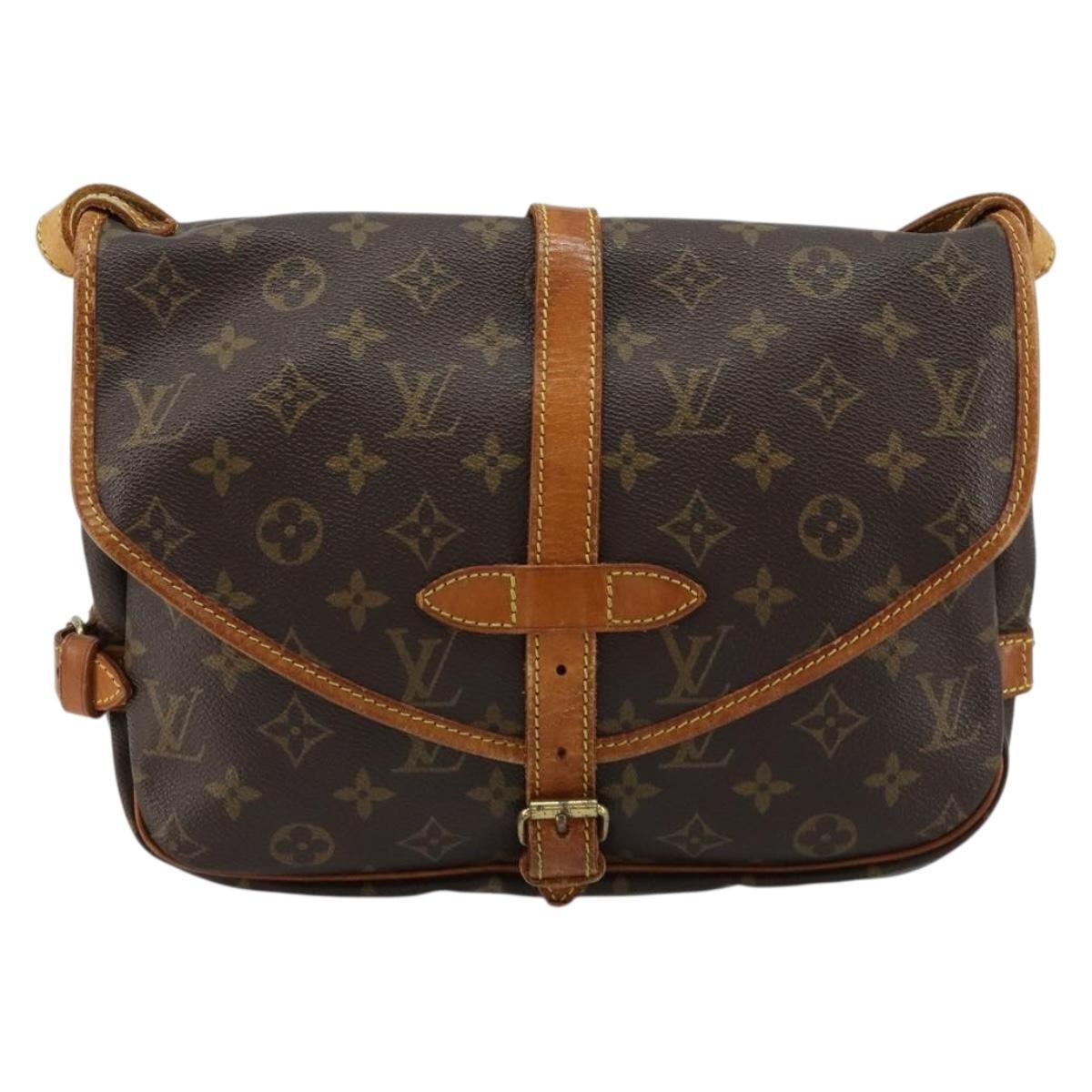 Louis Vuitton Saumur Handbag Monogram Canvas Brown Canvas Shoulder Bag Bag (Pre-Loved)