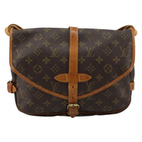 Louis Vuitton Saumur Handbag Monogram Canvas Brown Canvas Shoulder Bag Bag (Pre-Loved)