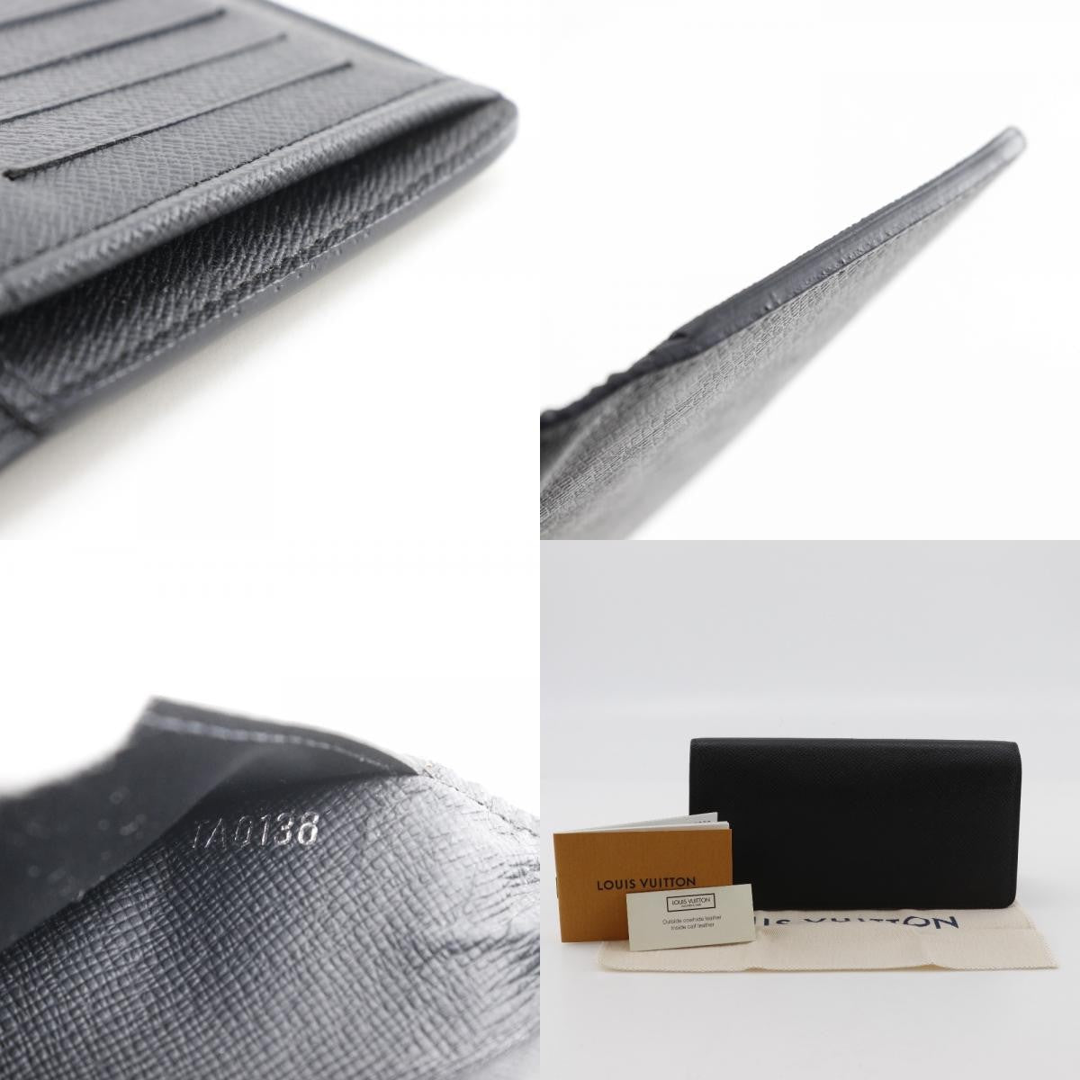 Louis Vuitton Brazza Long Bifold Wallet Taiga Leather Black Leather Wallets Accessory (Authentic Pre-Loved)