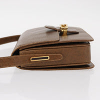 Gucci Vintage Flap Shoulder Bag Leather Brown Leather Shoulder Bag Bag (Authentic Pre-Loved)