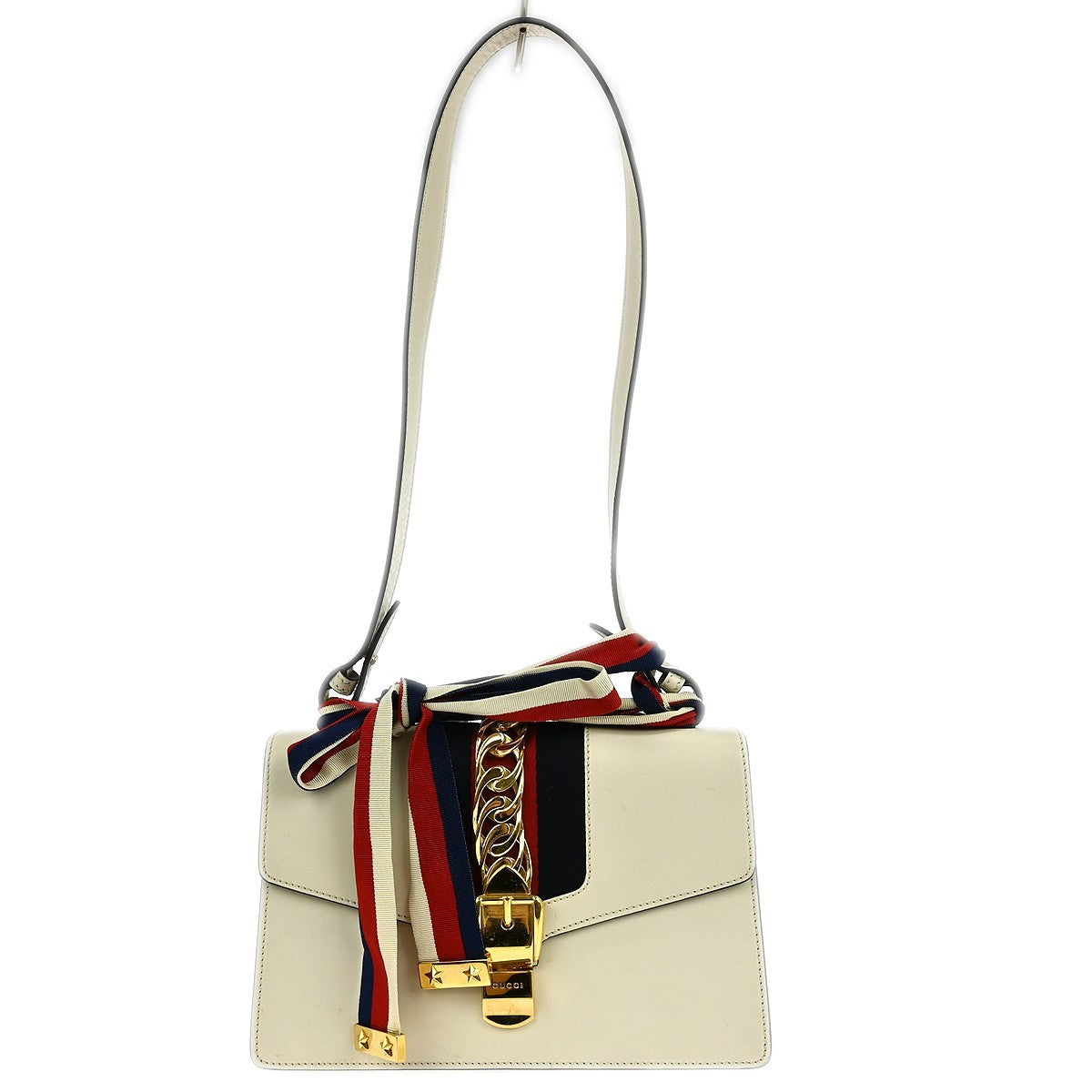 Gucci Sylvie Shoulder Bag Leather White Leather Shoulder Bag Bag (Authentic Pre-Loved)