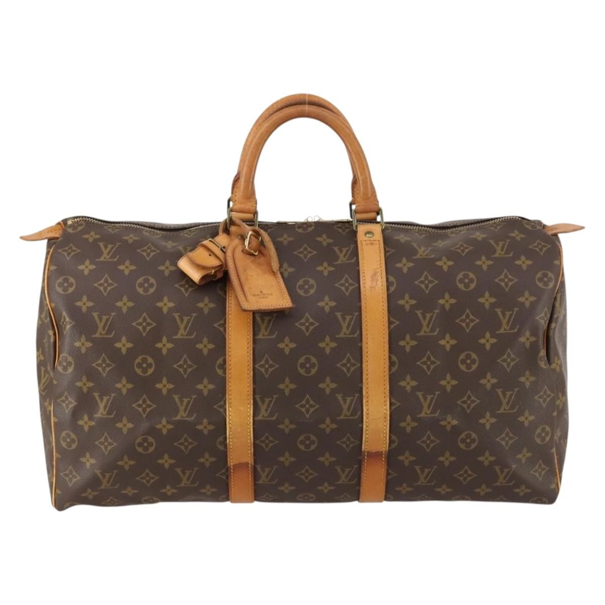 Louis Vuitton Keepall Bag Monogram Canvas Brown Canvas Travel Bag Bag (Authentic Pre-Loved)