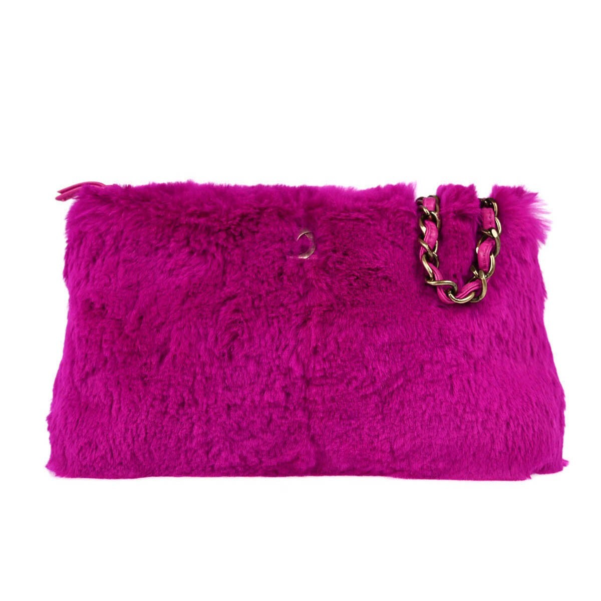 Chanel Vintage Cc Chain Shoulder Bag Rabbit Fur Purple Fur Shoulder Bag Bag (Pre-Loved)