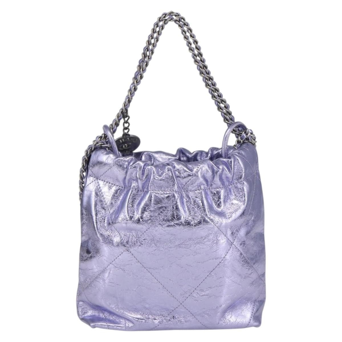 Chanel 22 Chain Hobo Quilted Calfskin Purple Leather Shoulder Bag Bag (Pre-Loved)