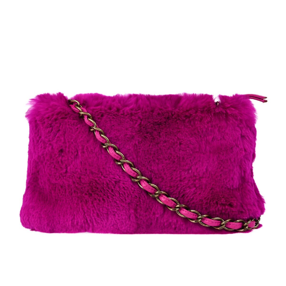 Chanel Vintage Cc Chain Shoulder Bag Rabbit Fur Purple Fur Shoulder Bag Bag (Pre-Loved)