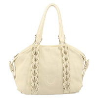 Salvatore Ferragamo Gancini Tote Leather Beige Leather Tote Bag Bag (Authentic Pre-Loved)