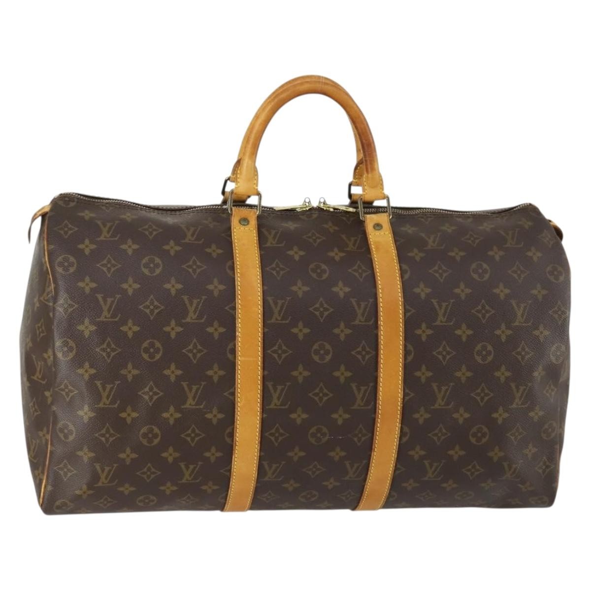 Louis Vuitton Keepall Bag Monogram Canvas Brown Canvas Travel Bag Bag (Authentic Pre-Loved)