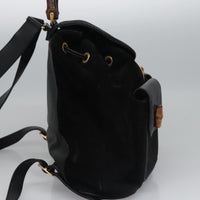 Gucci Vintage Bamboo Backpack Suede Black Suede Backpack Bag (Authentic Pre-Loved)