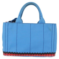 Prada Canapa Convertible Tote Canvas With Applique Blue Canvas Tote Bag Bag (Pre-Loved)