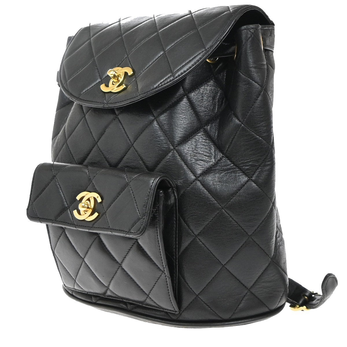 Chanel Duma Drawstring Backpack Quilted Leather Black Leather Backpack Bag (Authentic Pre-Loved)