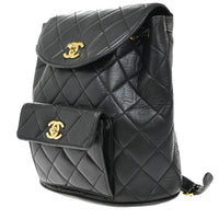 Chanel Duma Drawstring Backpack Quilted Leather Black Leather Backpack Bag (Authentic Pre-Loved)