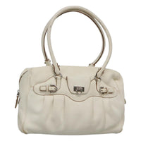 Salvatore Ferragamo Gancini Buckle Shoulder Bag Leather White Leather Shoulder Bag Bag (Authentic Pre-Loved)