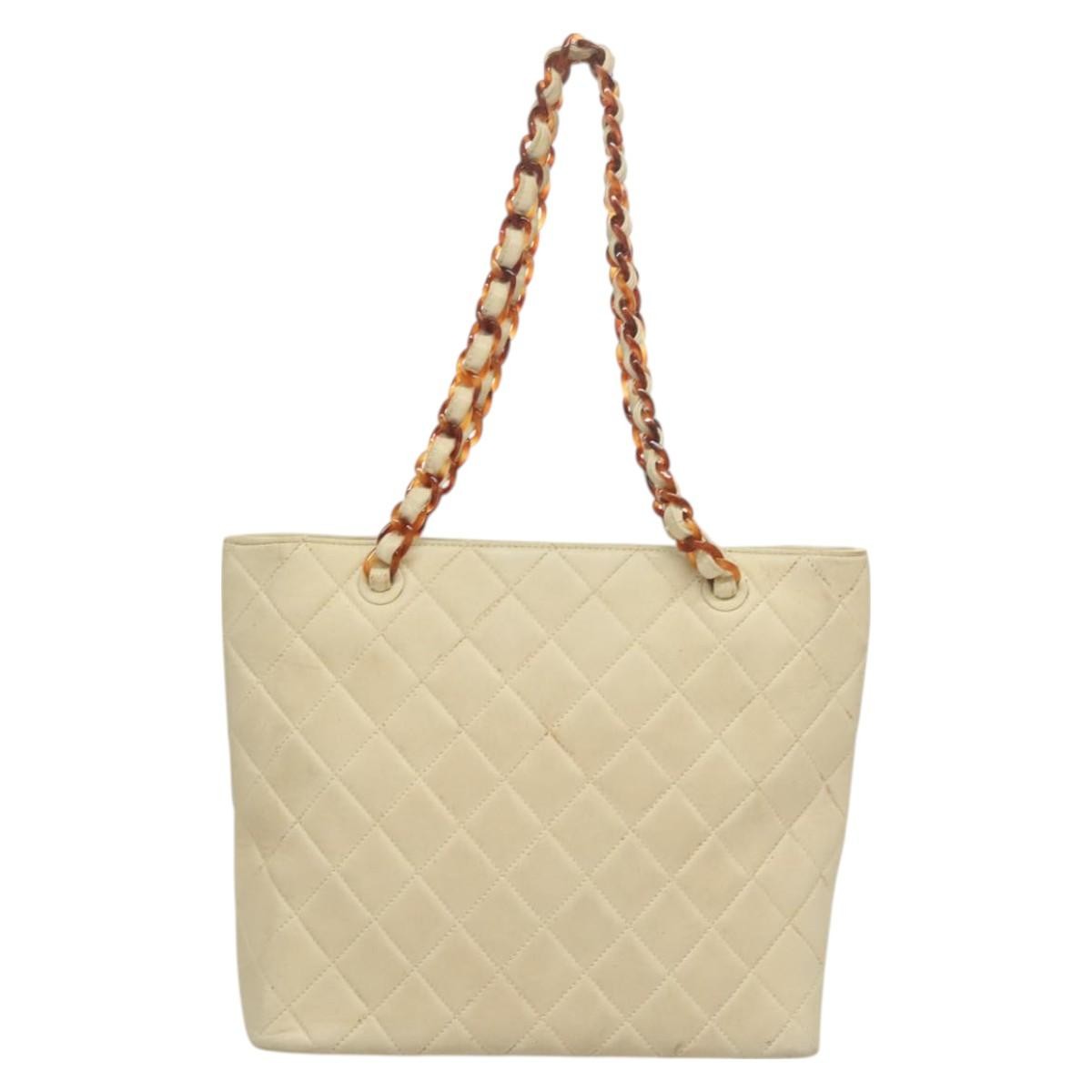Chanel Vintage Cc Tote Leather Beige Leather Tote Bag Bag (Authentic Pre-Loved)