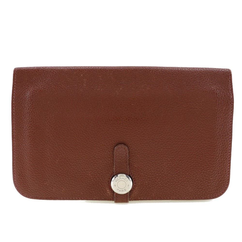 Hermes Dogon Duo Combined Wallet Leather Burgundy Leather Wallets Accessory (Authentic Pre-Loved)
