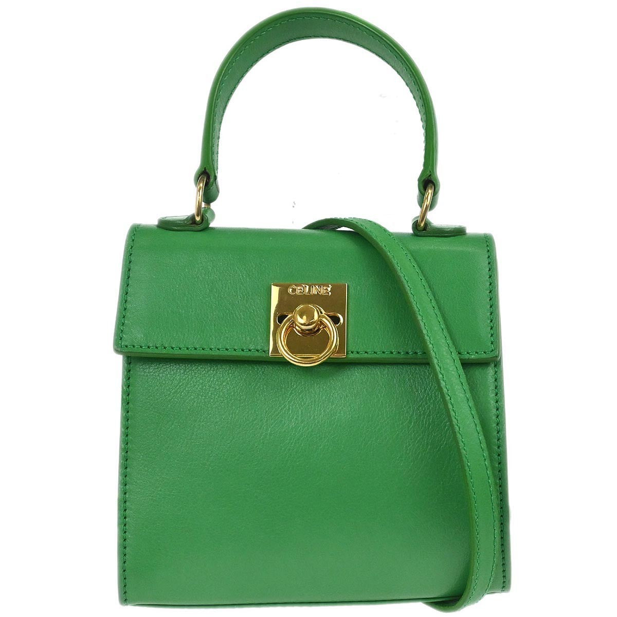 Celine Handbag Leather Green Leather Handbag (Authentic Pre-Loved)